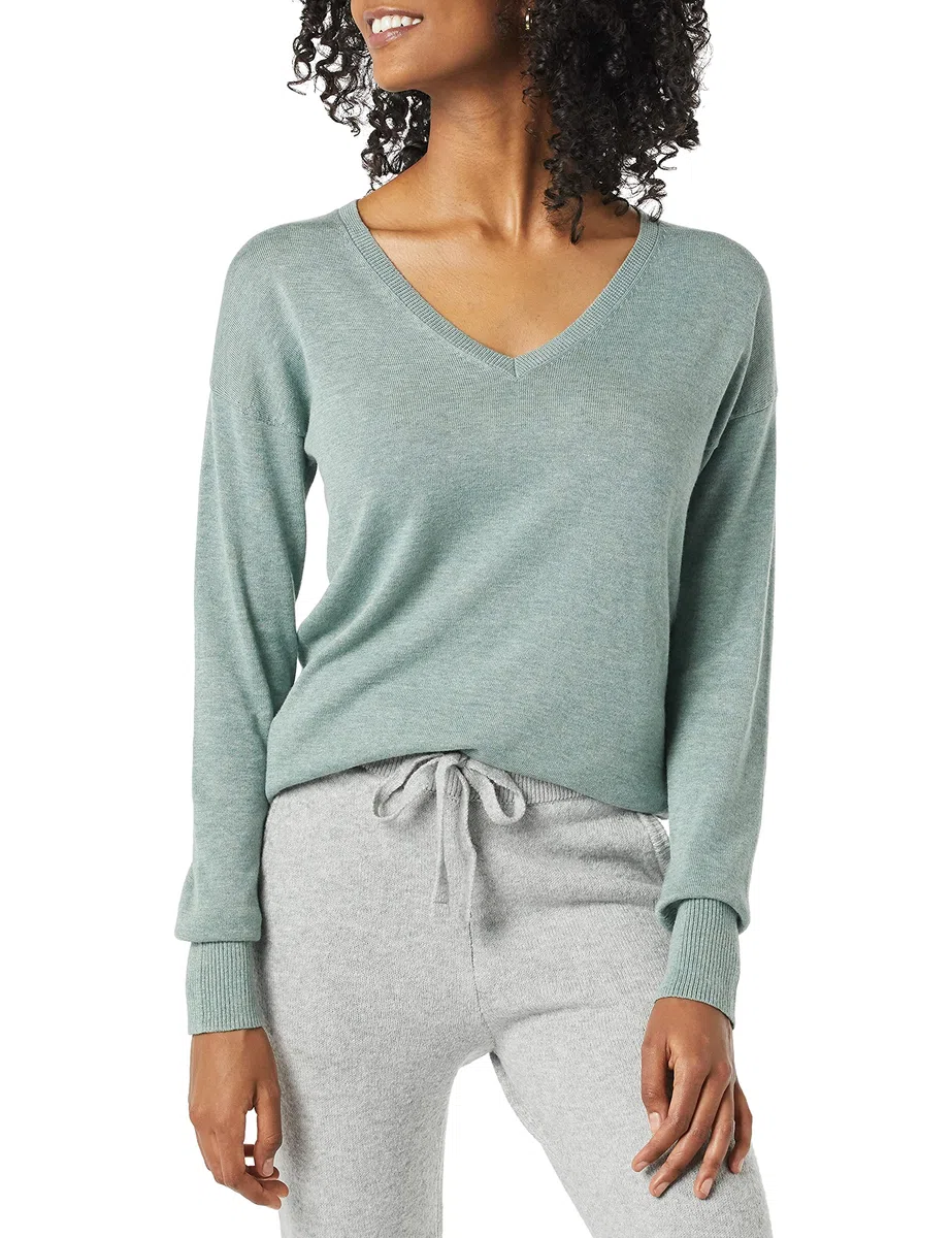 Amazon Essentials Maglione A Tunica Leggero A Maniche Lunghe Con Scollo A v (Disponibile In Taglie Forti) Donna