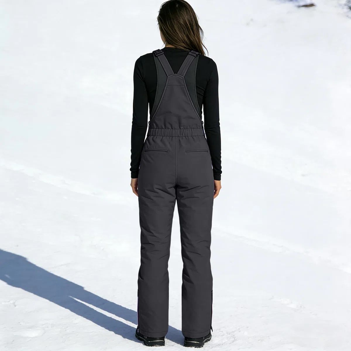 Pantaloni da sci da donna, antivento, da snowboard, impermeabili, da neve, da donna, unisex, con bretelle in softshell, con chiusura lampo, per attività all'aria aperta