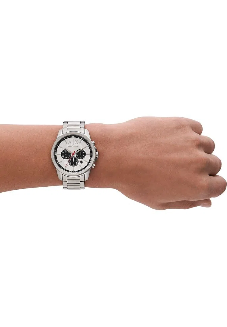 Armani Exchange Orologio da uomo, Movimento cronografo al quarzo e cassa da 44 mm con cinturino in acciaio