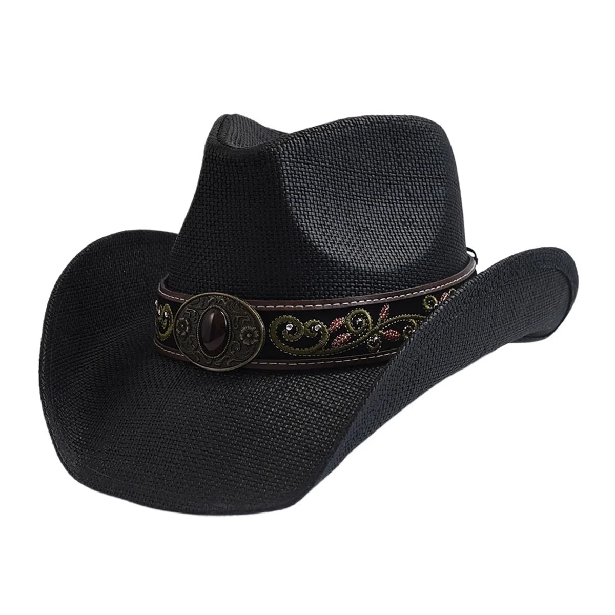 Cappello Cowboy Cappello da Cowboy Vintage con Bordo Arricciato, Stile Western, in Paglia, for Uomo e Donna, Estivo