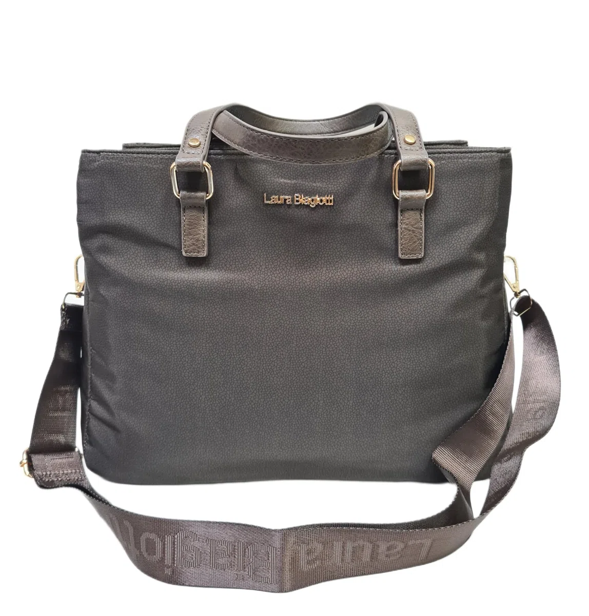 Laura Biagiotti Borsa Donna Tote Lorde, Nylon con Texture, Manici in Ecopelle, 31x25x14 cm, con Tracolla Regolabile e Scomparti Multipli Art. LB 101-34