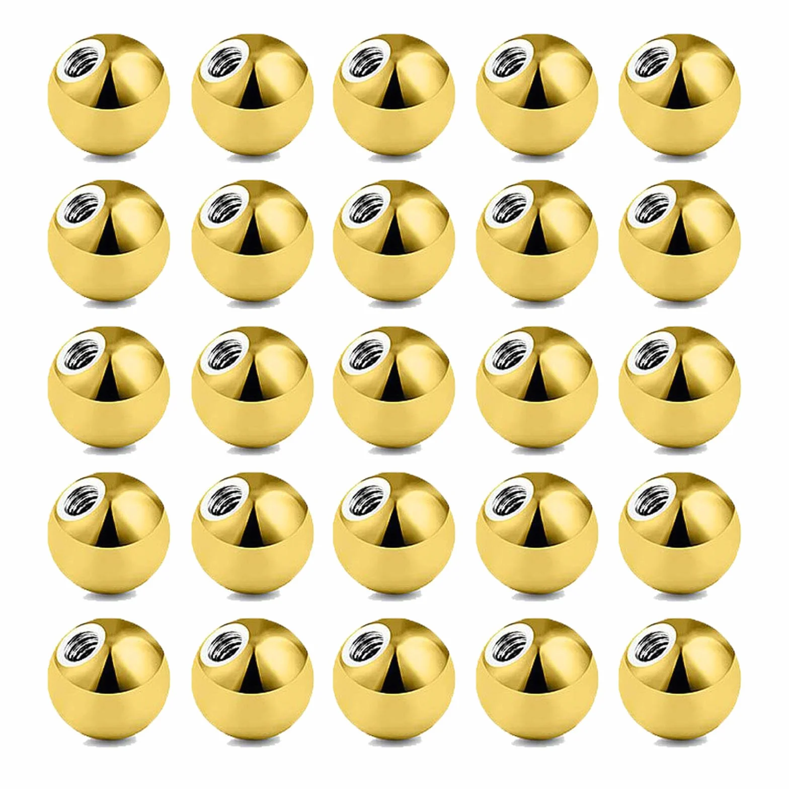 16G 14G 3/4/5/6mm Piercing Ball 25 Pzs Oro Piercing Palline Ricambio Palline Piercing Palla per Piercing Labret Monroe Tragus Helix Orecchino Bar Capezzolo Lingua Ombelico Piercing