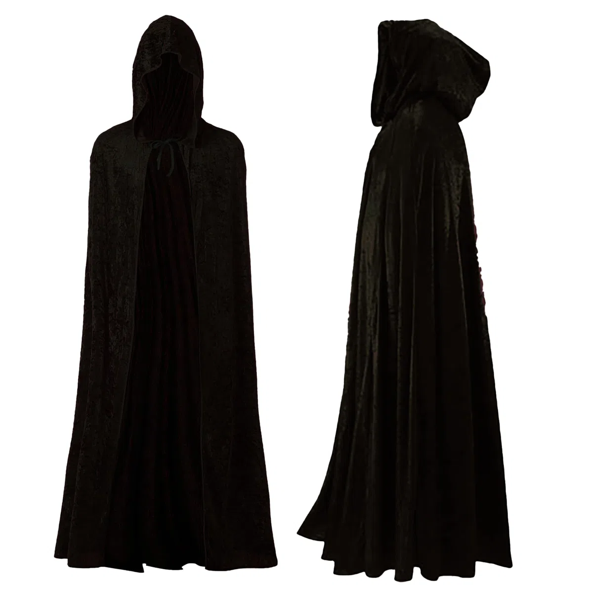 Carnavalife, mantello con cappuccio in velluto lungo medievale, costumi da strega, principessa vampiro, festa di carnevale di Halloween, rosso o nero, per uomini, donne, ragazzi, ragazze, taglie 90 cm o 140 cm ...