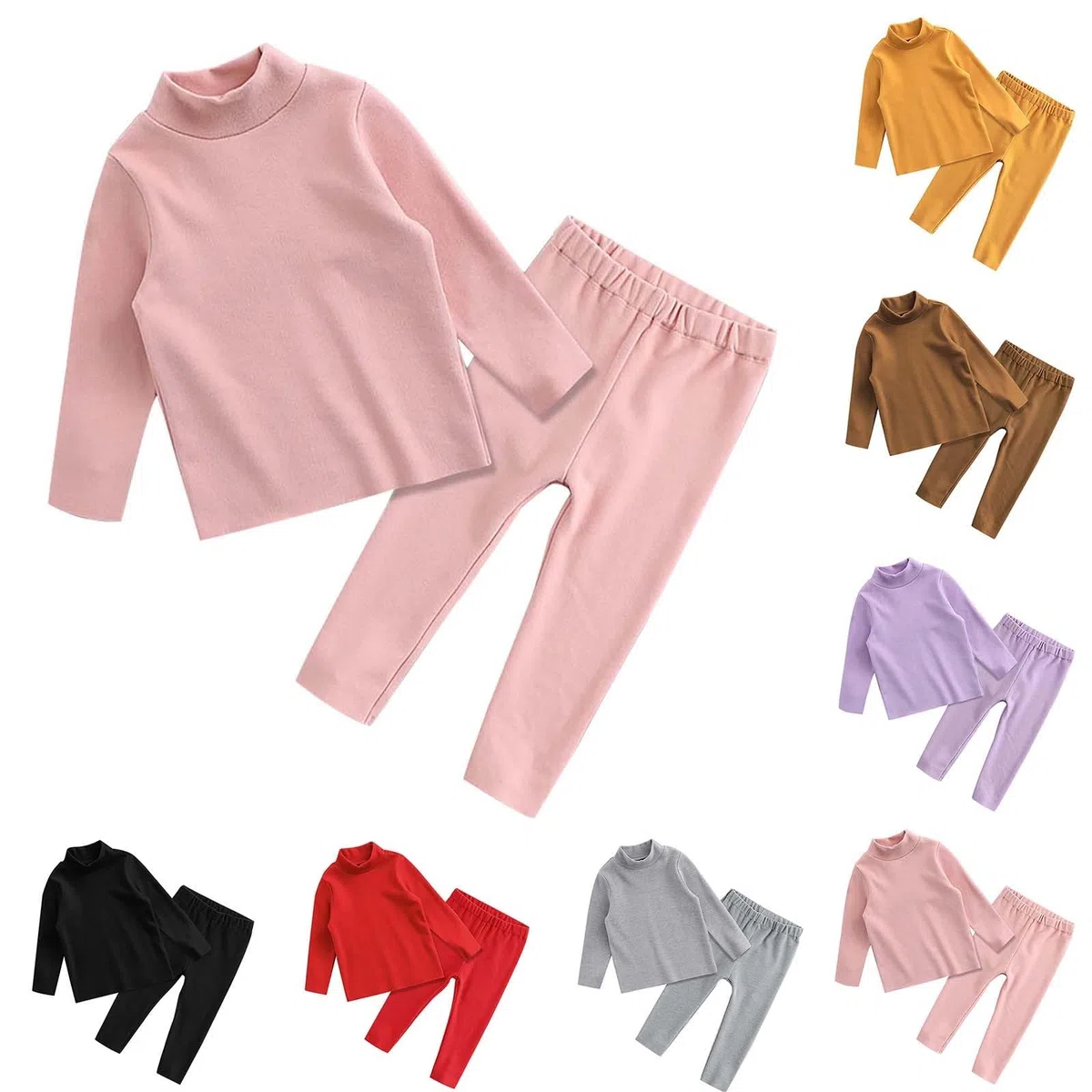 FGUUTYM Set di biancheria intima termica per ragazze e ragazze in inverno e inverno, colletto medio lungo, Homewear, set di 2 pezzi, set di abbigliamento per ragazze 74