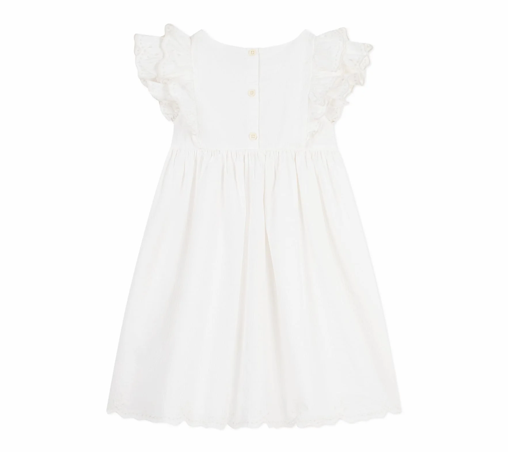 Petit Bateau Abito Bambino in Cotone Manica Corta Tinta Unita, Schiuma, 4 Anni