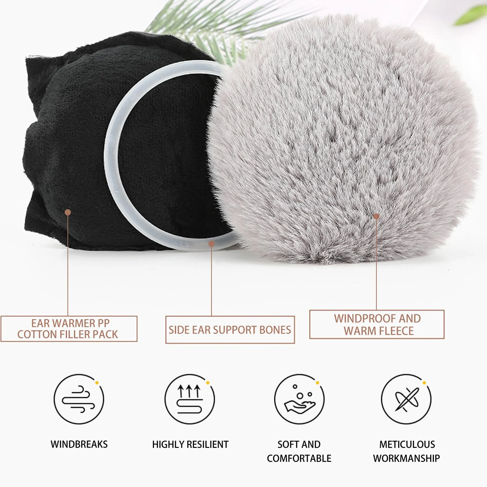 2 Pcs Paraorecchie Donna, Scaldaorecchie Invernali Plush Earmuffs Caldo Peluche Morbidi Pieghevole per Donne, Uomini e Ragazze