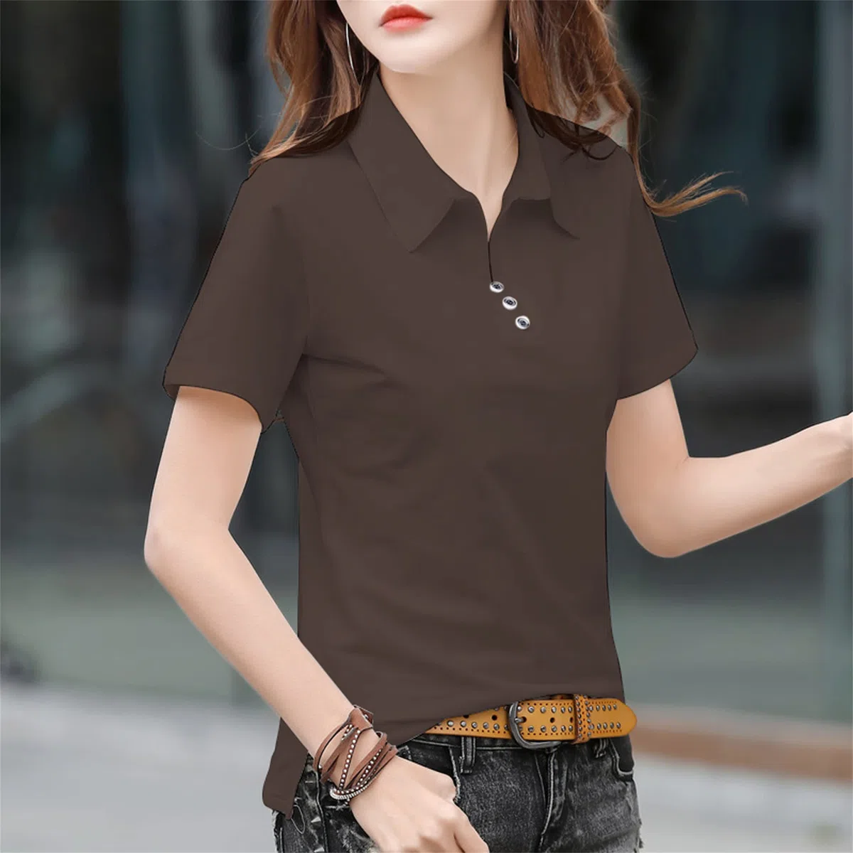New front Polo Maniche Corte Donna Polo T Shirt Donna Manica Corta da Donna Maglietta Estiva da Donna Maglietta Polo Donna vestibilità Classica Donna Cotone Confortevole e Traspirante
