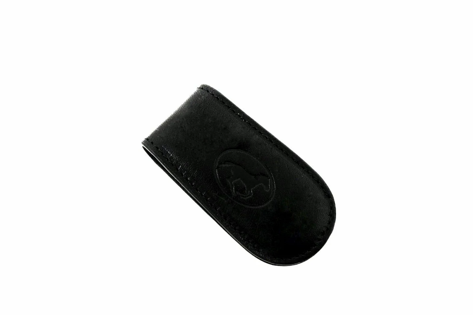 Mauro Pelletteria, Fermasoldi Uomo Magnetico in Vera Pelle, con Calamita Portabanconote e Carte di Credito, Doppie Cuciture, Made in Italy (Nero)