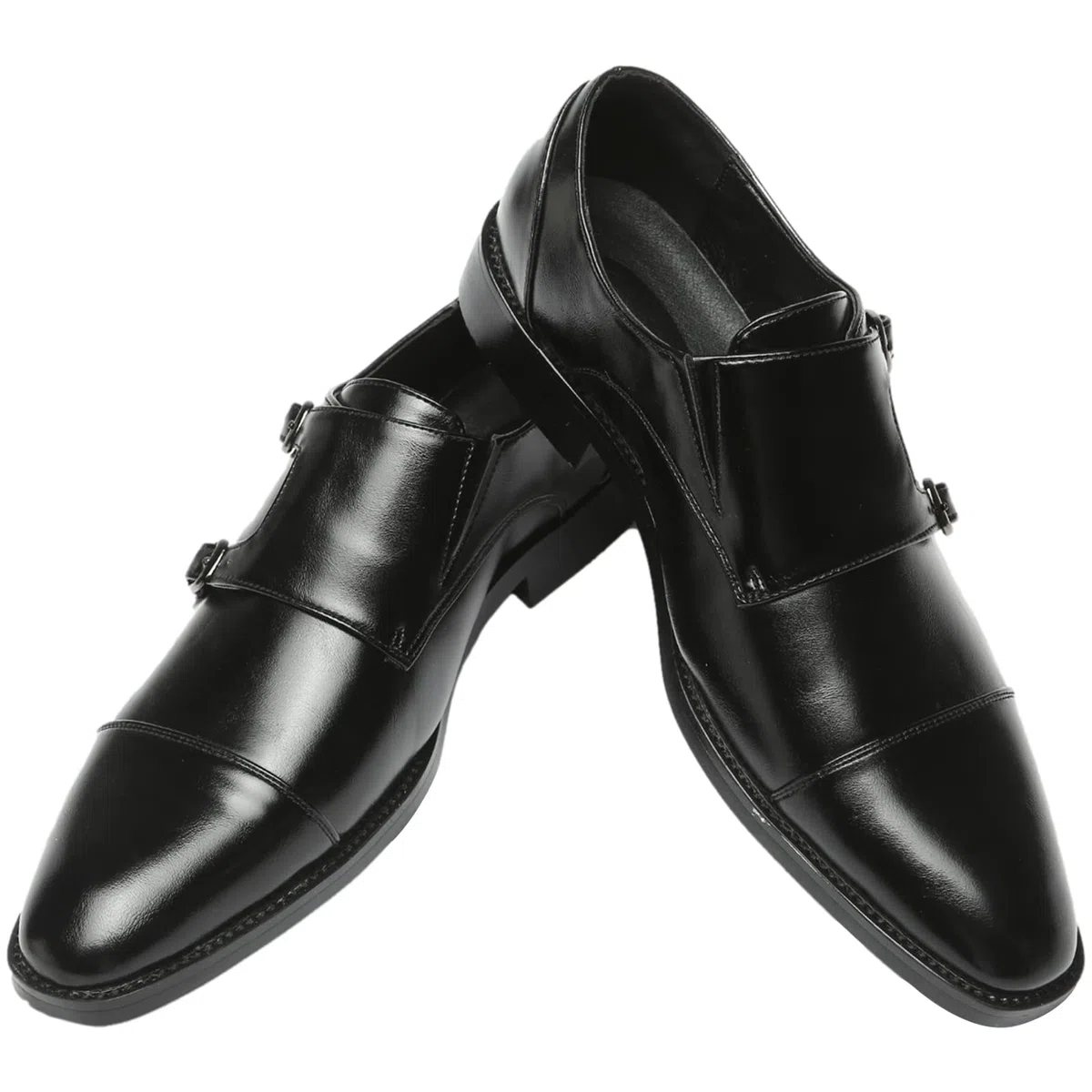 ANUFER Signore Inteligente cap Toe Doppia Fibbia Scarpe da Monaco Pelle Sintetica Formale Scarpe Eleganti