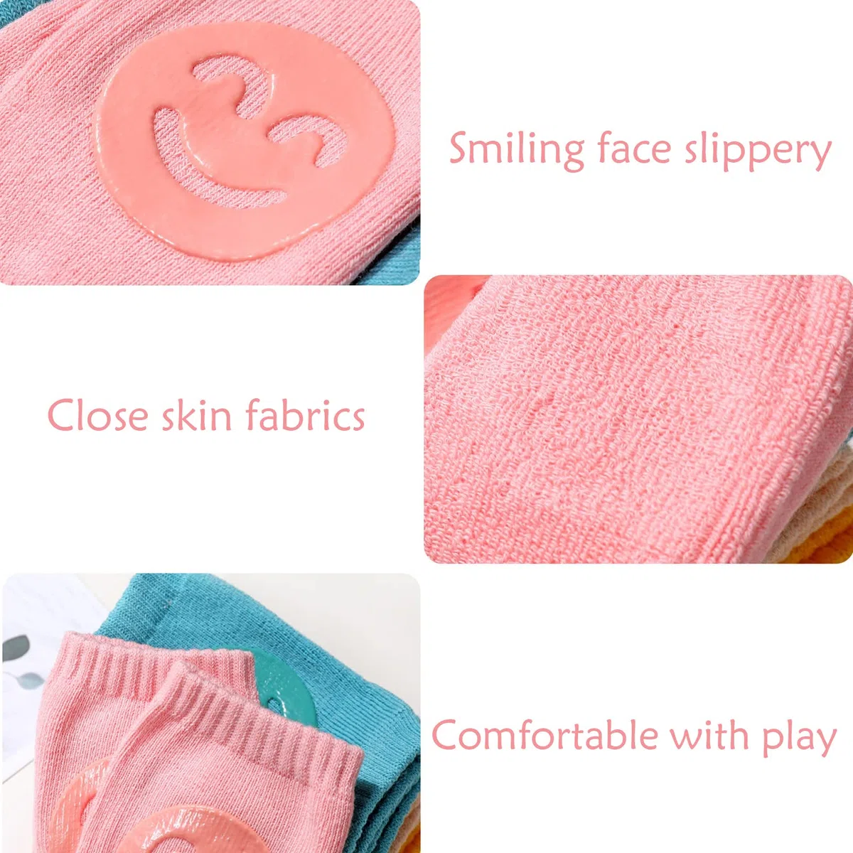 Ginocchiere per Gattonare, Set da 5 Pezzi, Colorate, Gommini Antiscivolo per Una Presa sicura, Aiuto per Gattonare, per Bambini, per Gattonare, Scaldamuscoli in Gomma Cotone Unisex
