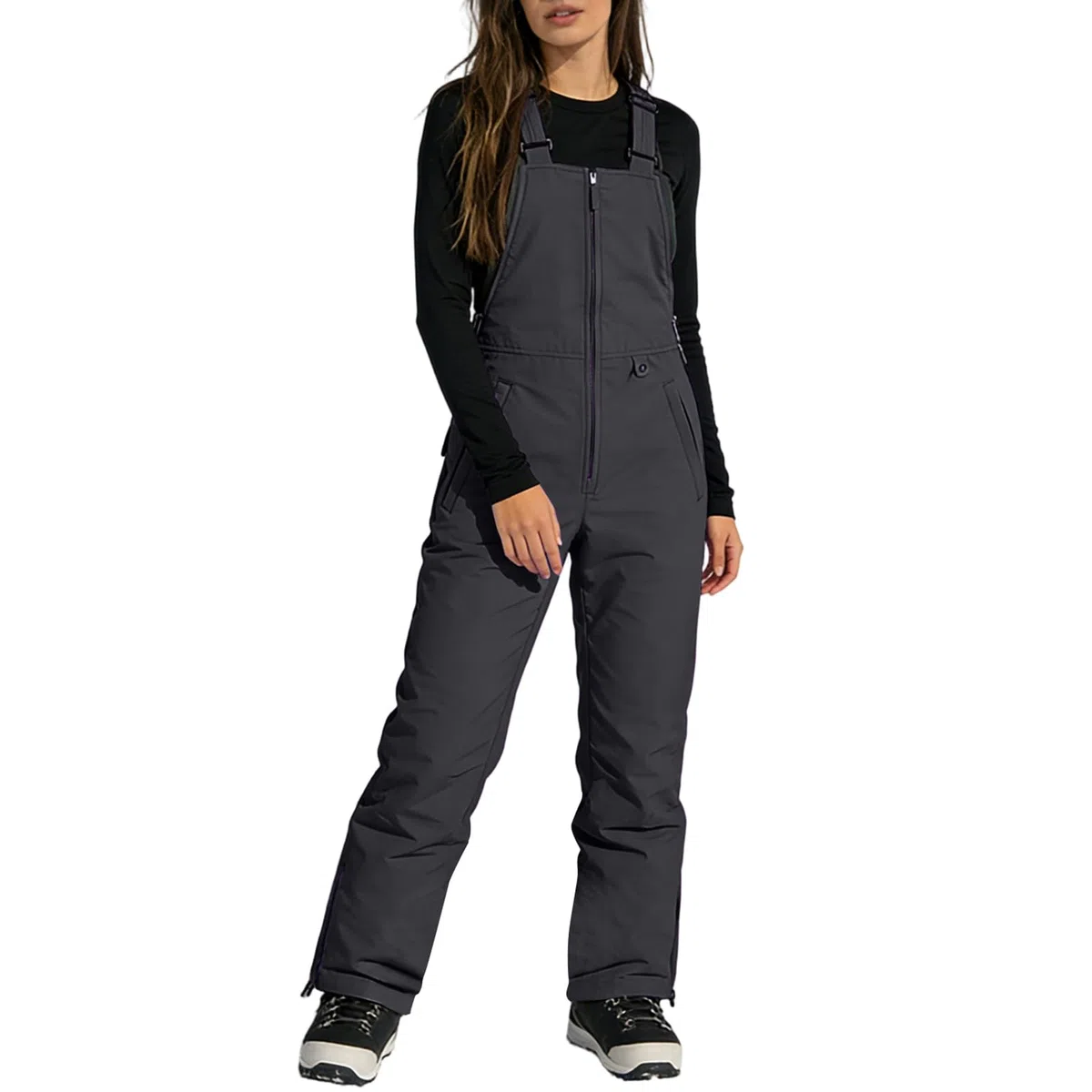 Pantaloni da sci da donna, antivento, da snowboard, impermeabili, da neve, da donna, unisex, con bretelle in softshell, con chiusura lampo, per attività all'aria aperta