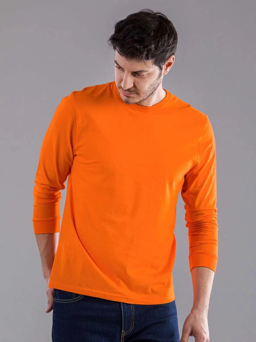 T Shirt Uomo - Maglietta Manica Lunga Cotone, Tshirt Maglia Maniche Lunghe da Lavoro, T-Shirt Tinta Unita