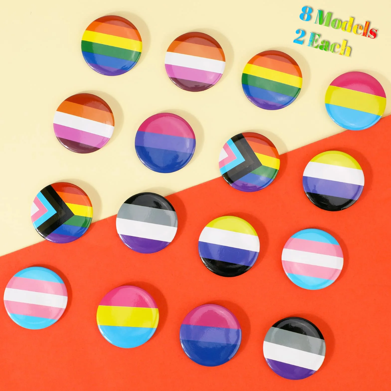 HOWAF 16 Accessori LGBT - Bandiera Arcobaleno, Bisessuale, Transgender, Lesbian, Bisexual Flag Pin per Bandiera Pride