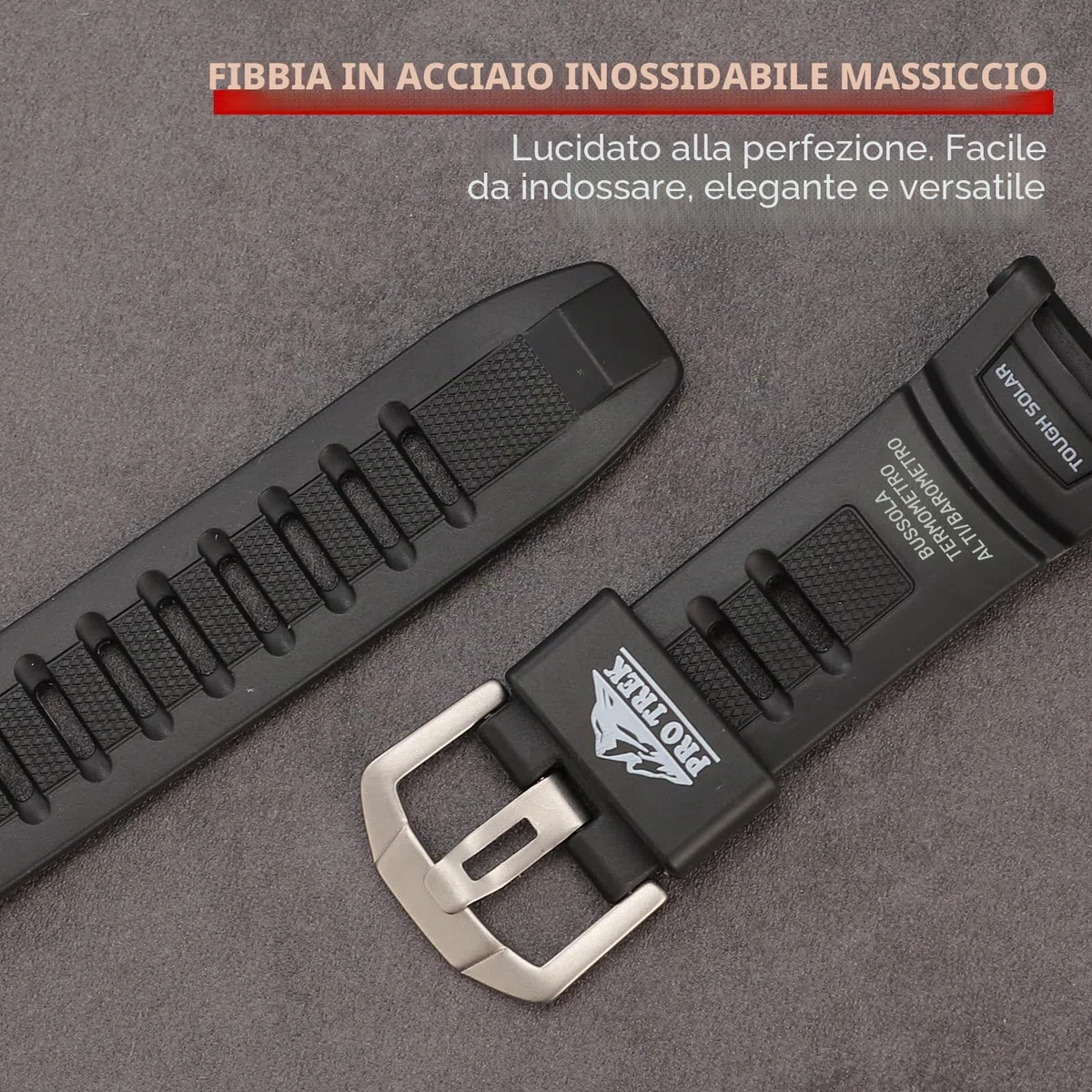 Cinturino di ricambio in resina da 18 mm per Casio Protrek PRG-130-1V | PRW-1500-1V | PRW-1500J-1- Adatto per uomini e donne, accessorio per orologio
