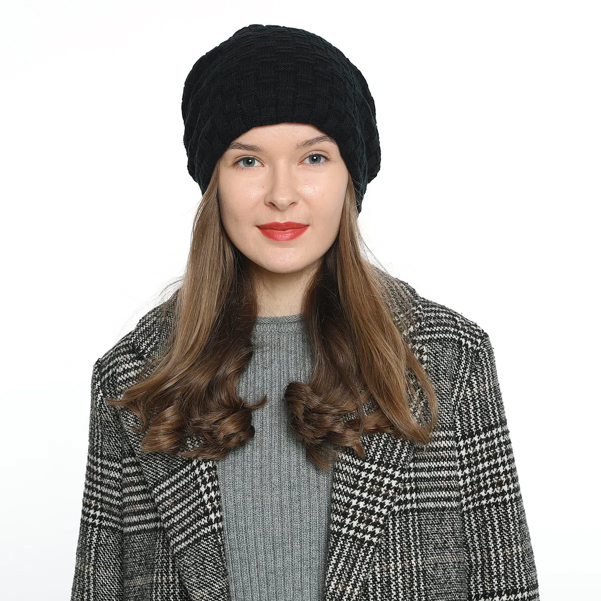 DonDon Berretto Donna Berretto Invernale Cuffia di Lana Slouch Beanie con Fodera in Pile