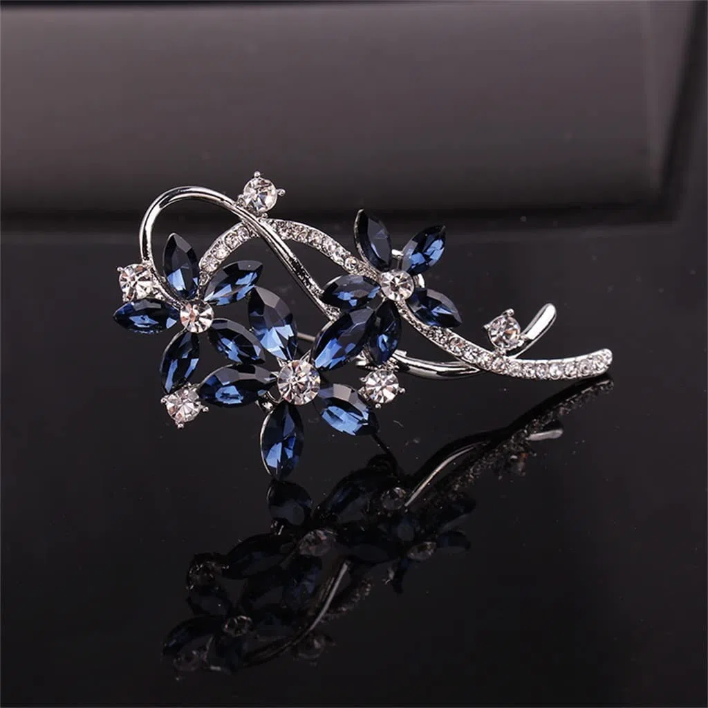 Spilla da Donna in Lega di Zinco Blu, per Giacca, Festa di Nozze, Regalo, Cardigan, Abito, Accessori Decorativi,Blue 6.5cm*3.3cm