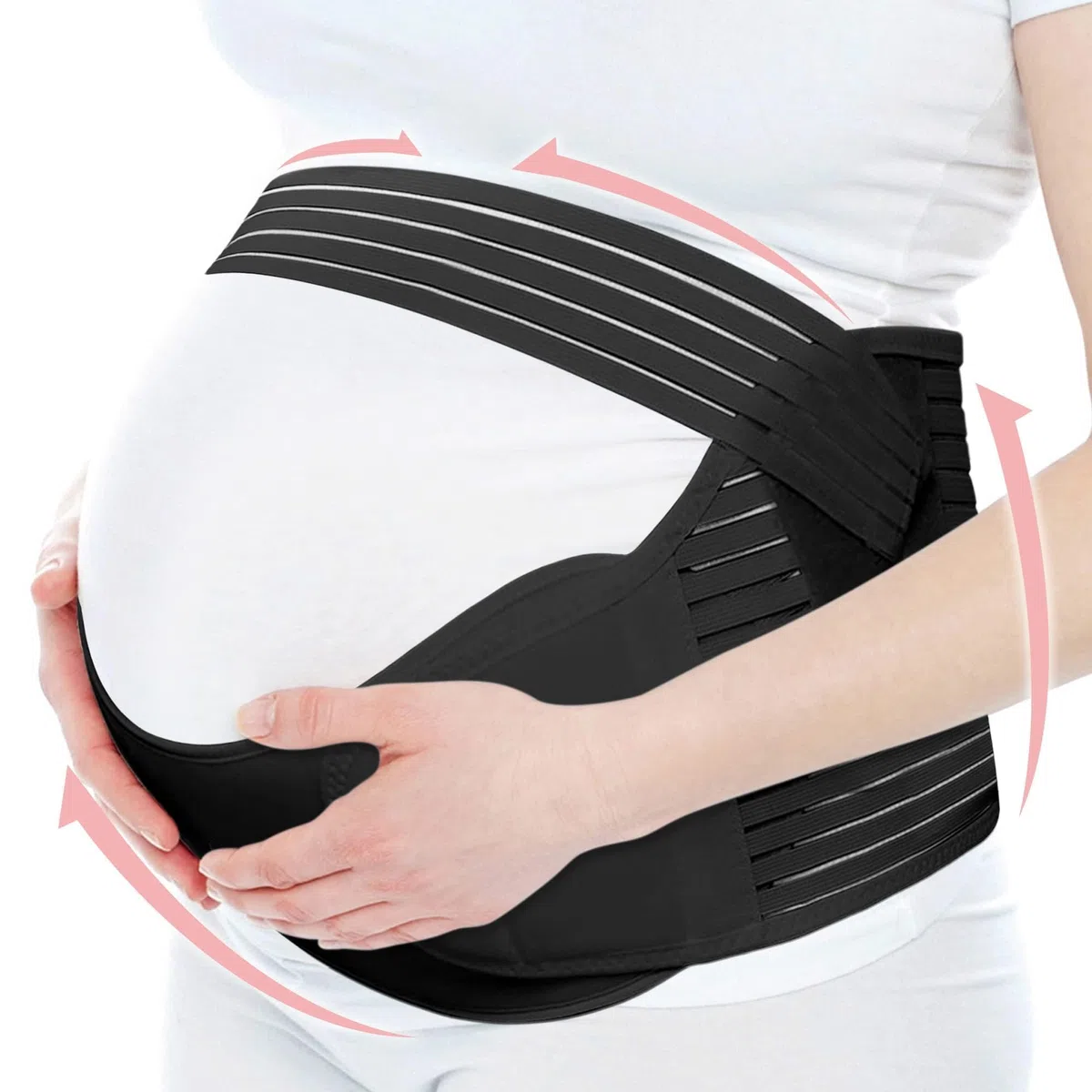 Fascia Gravidanza Sostegno, ancera Gravidanza Traspirante Regolabile, Premaman Fasce di Sostegno, Alleviare il Dolore Alla Schiena, Maternity Band Belt (Nero)