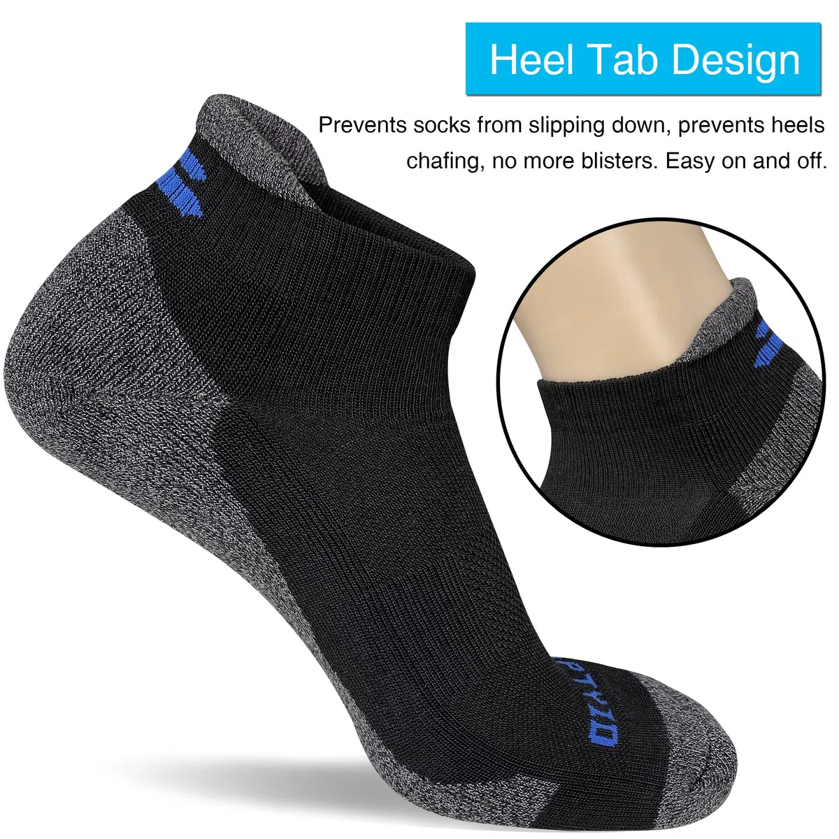 APTYID Calzini da uomo Performance Cushion alla caviglia Athletic Running Socks (6 paia