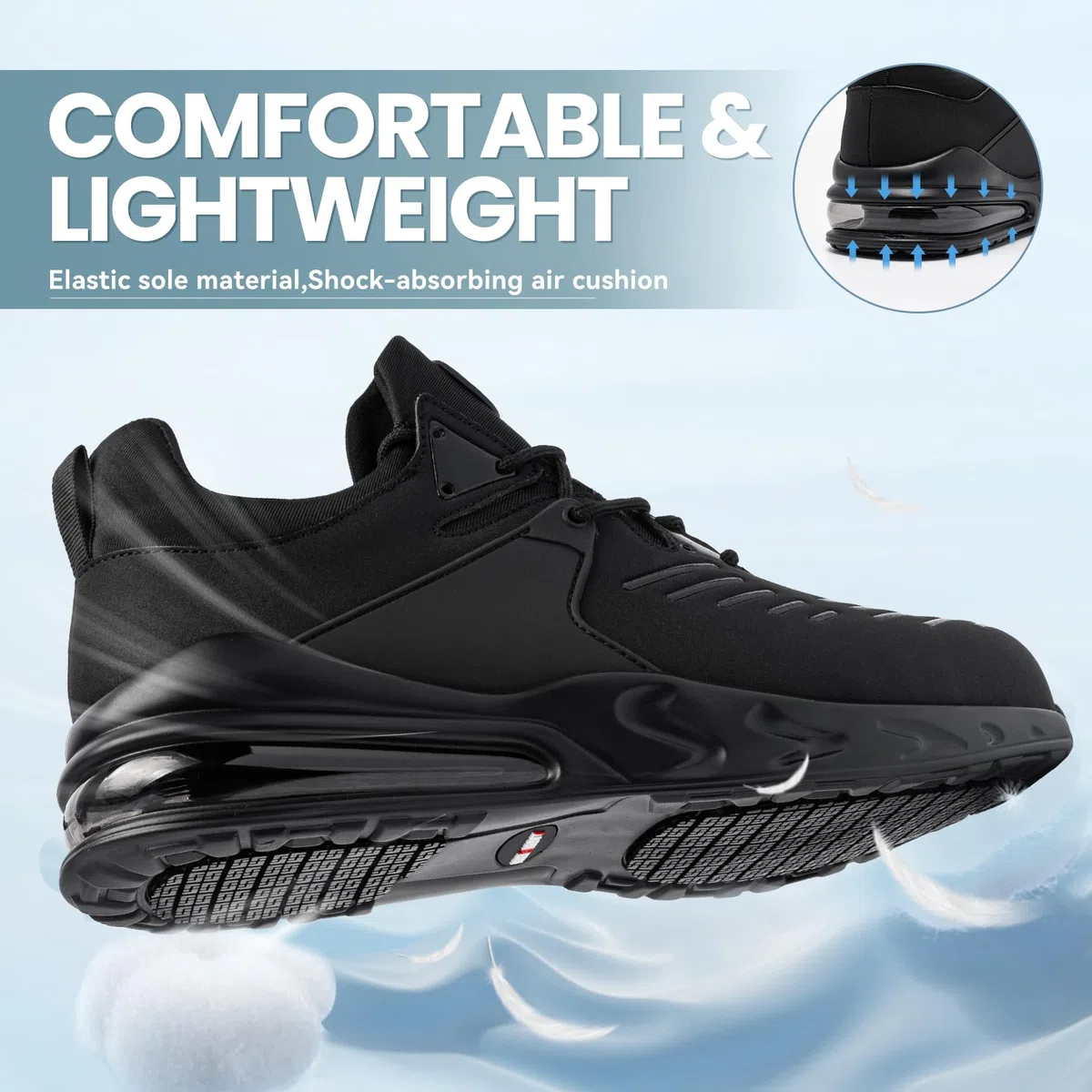 LARNMERN PLUS Scarpe Antinfortunistiche Uomo Donna SRC Antiscivolo Cucina Scarpe da Lavoro Punta in Acciaio Leggere Traspiranti Comode