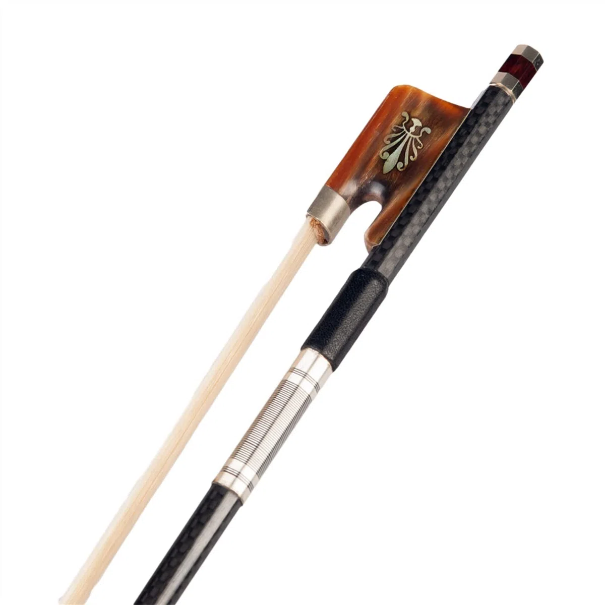 TSTS Viola Bow 16 "Viola In Fibra Di Carbonio Fiocco Griglia In Fibra Di Carbonio Fibra Di Carbonio Stick White Harhar W/Bue Corno Rana Durevole Fiocco professionale violino