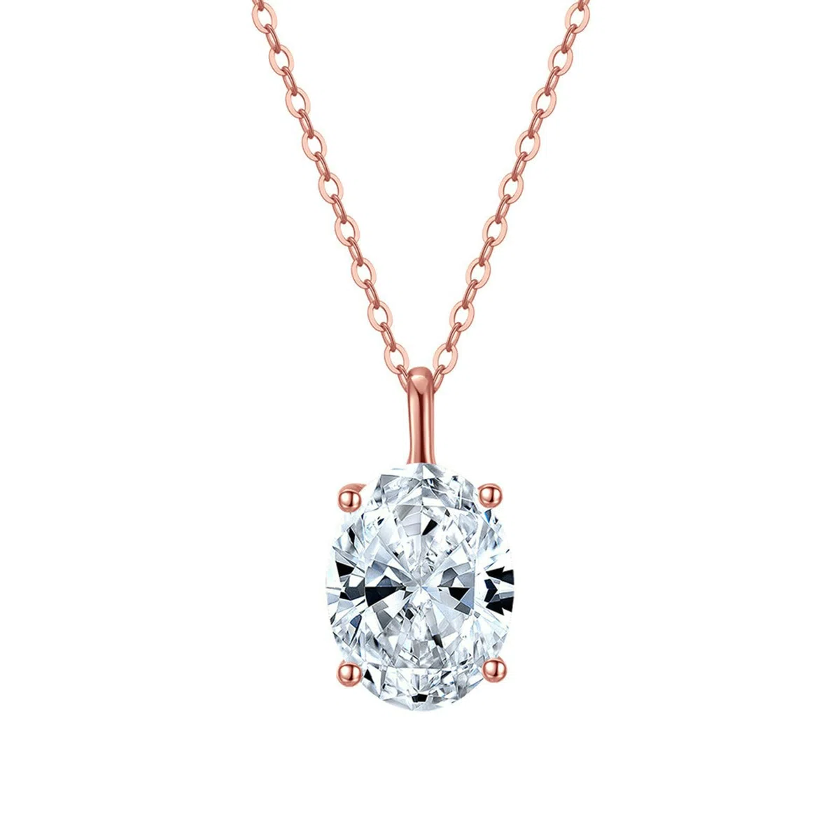 Collane del Pendente Donna in Argento Sterling 925 Oro Collana Pendente Pendente Ellittico Zircone Zirconia Cubica