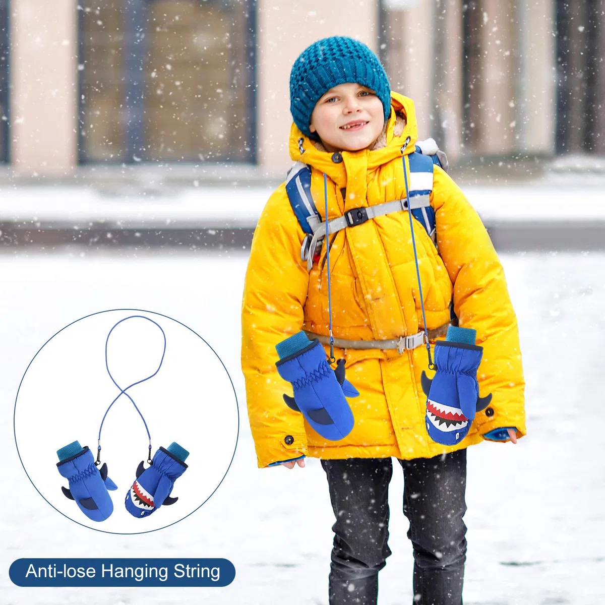 Guanti da Neve per Bambini TPU Impermeabile in Pile Termico Caldo Antivento in Morbido Cotone Anti-Perso Winter Snow Mitten per Bambini Ragazzi Ragazze 4-6 Anni
