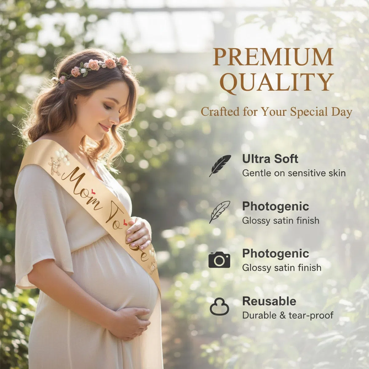 Mom To Be Fascia, Set Baby Shower, Corona di Fiori e Spilla per papà, Decorazioni e Accessori Fotografici per Feste in Attesa di Un Bambino