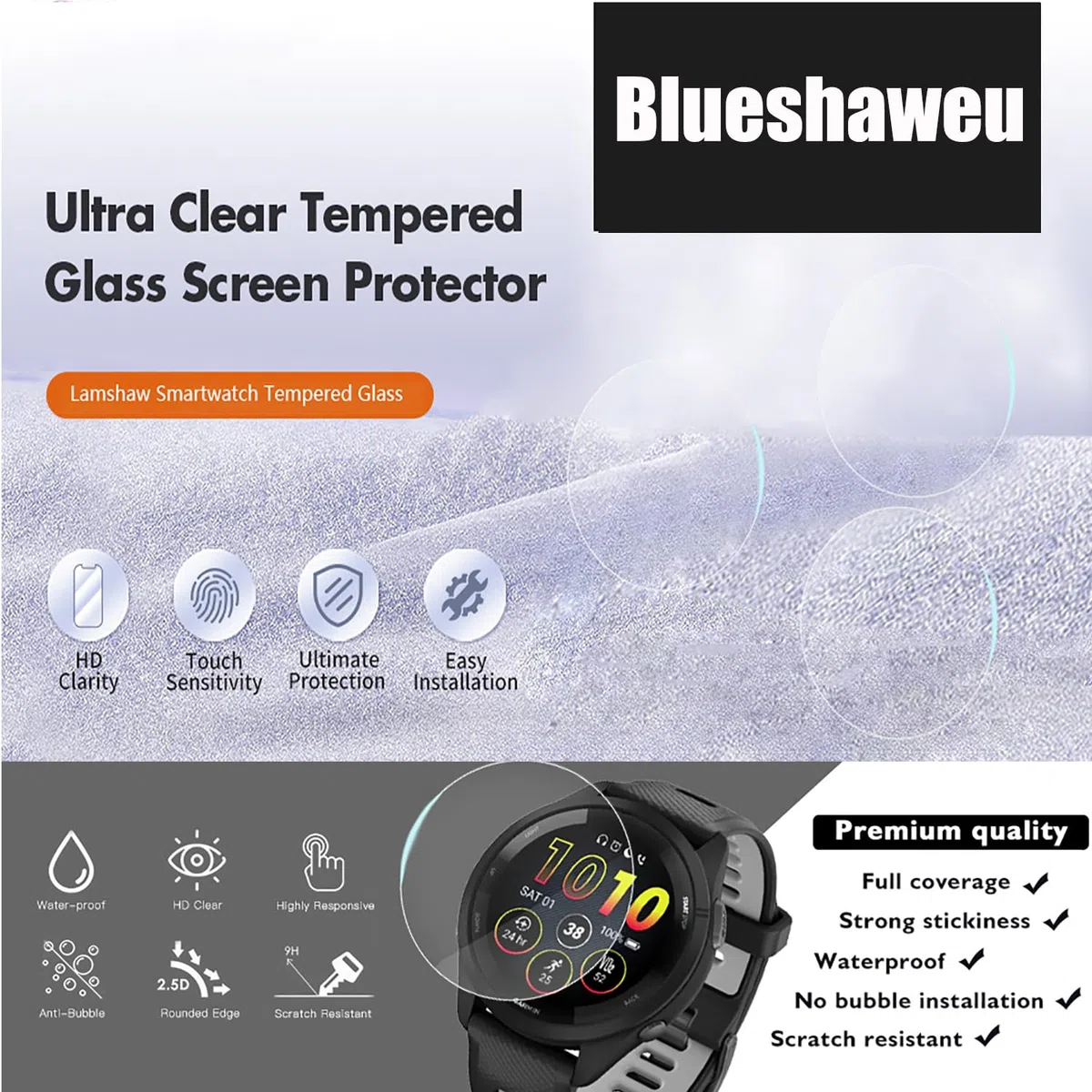 Blueshaweu Pellicola protettiva compatibile con Ulefone Armor Watch Pro, pellicola protettiva in vetro temperato con durezza 9H, compatibile con Armor Watch Pro (HD)
