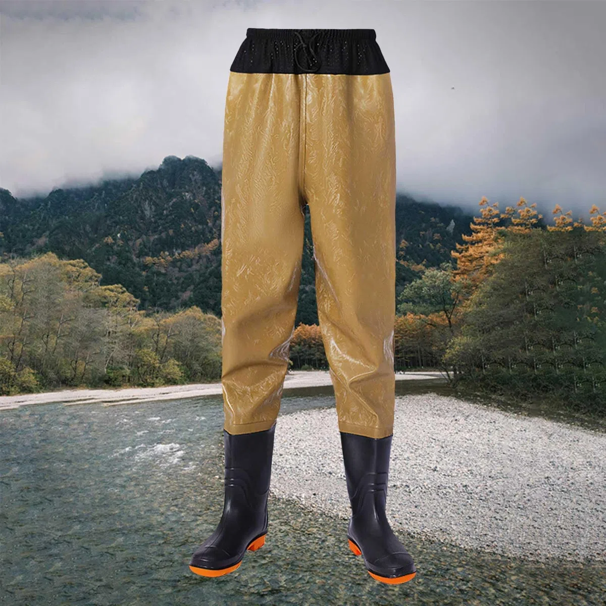 Pantaloni da pesca a mosca, da uomo, con elastico in vita, impermeabili, traspiranti, per pesca a mosca, tempo libero, giardinaggio, caccia all'aperto