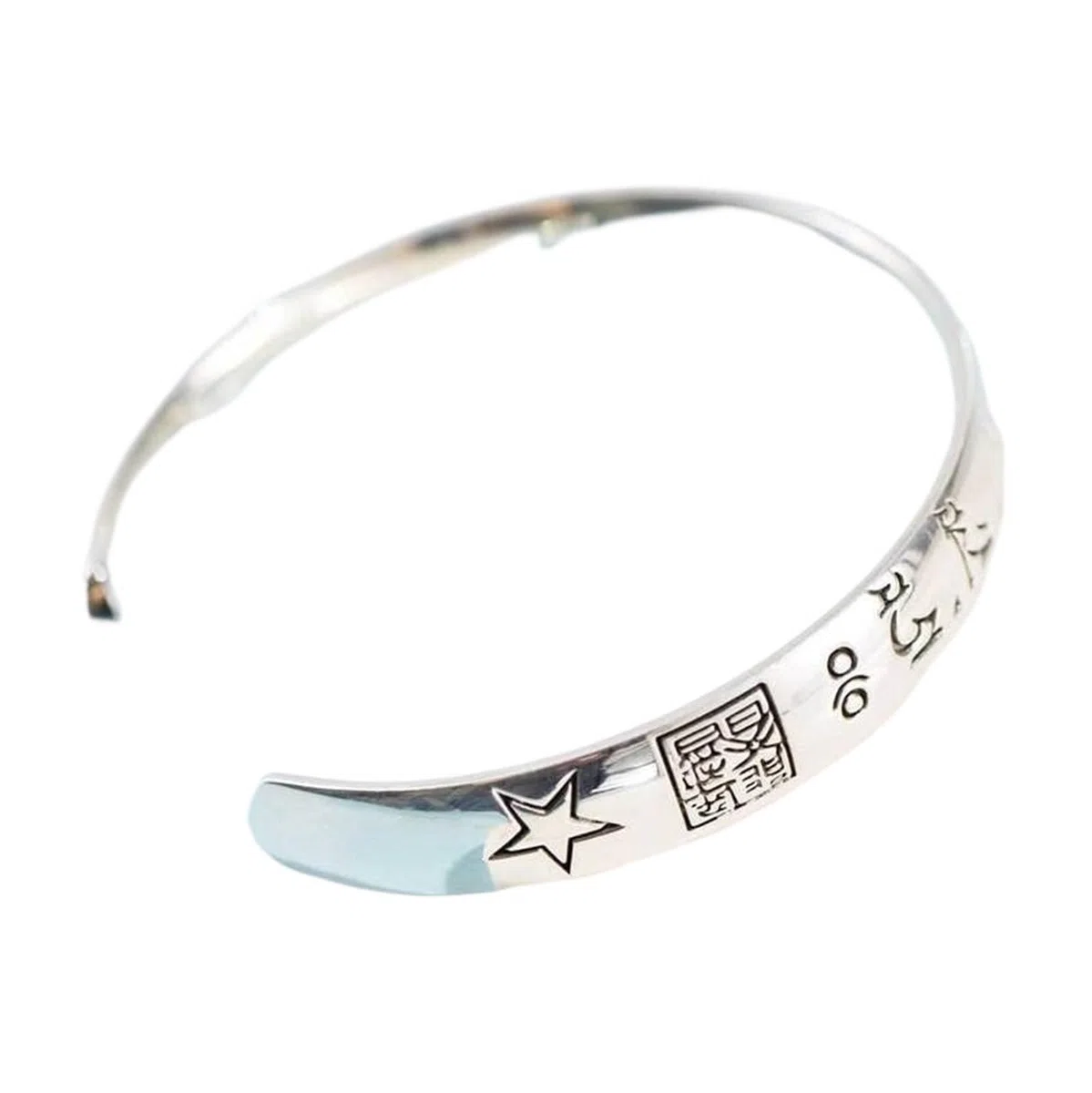 Bracciale in argento, bracciale rigido alla moda, bracciale retrò S999 Bracciale in argento Incantesimo buddista Bracciale rigido in argento regolabile Bracciale gioielli in argento personalizzato