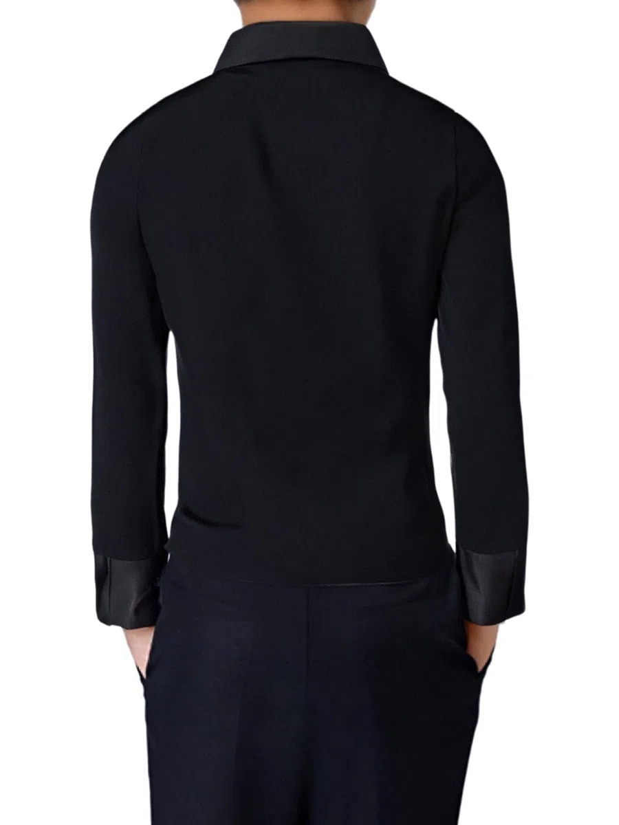 Giovani Body da Ballo Latino Camicia da Ballo A Maniche Lunghe Revers Body con Farfallino Bambini Salsa Tango Sala Abbigliamento Danza Moderna
