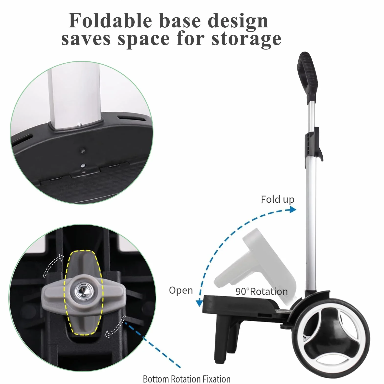 Carrello con Ruote per Zaino con Base Protettiva Antirumore, Ruote Grandi, in Lega di Alluminio Pieghevole, con Cinghie per Bagagli, Carrello per Zaini Universali, Carrello per Bagagli per Adolescenti