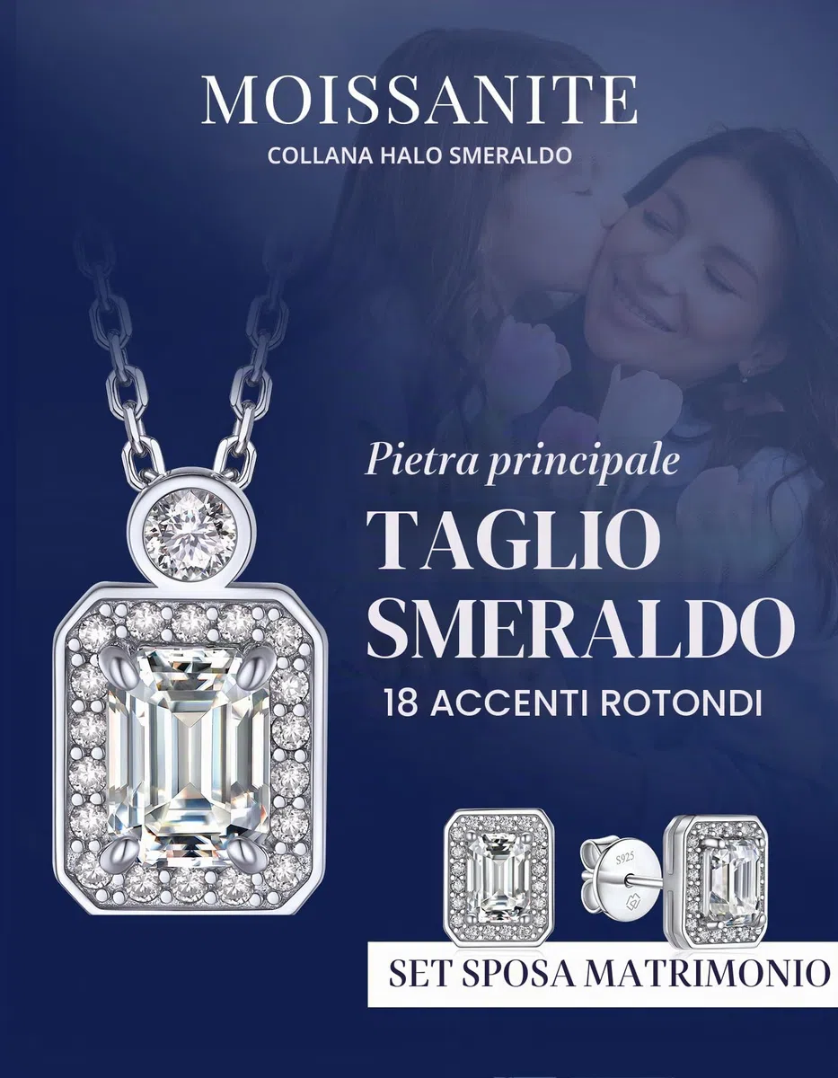 MomentWish Collana Punto Luce Donna, 1 Carato Moissanite Collana Donna Regalo Festa della Mamma Argento 925 Halo Pendente Regalo Compleanno Fidanzata