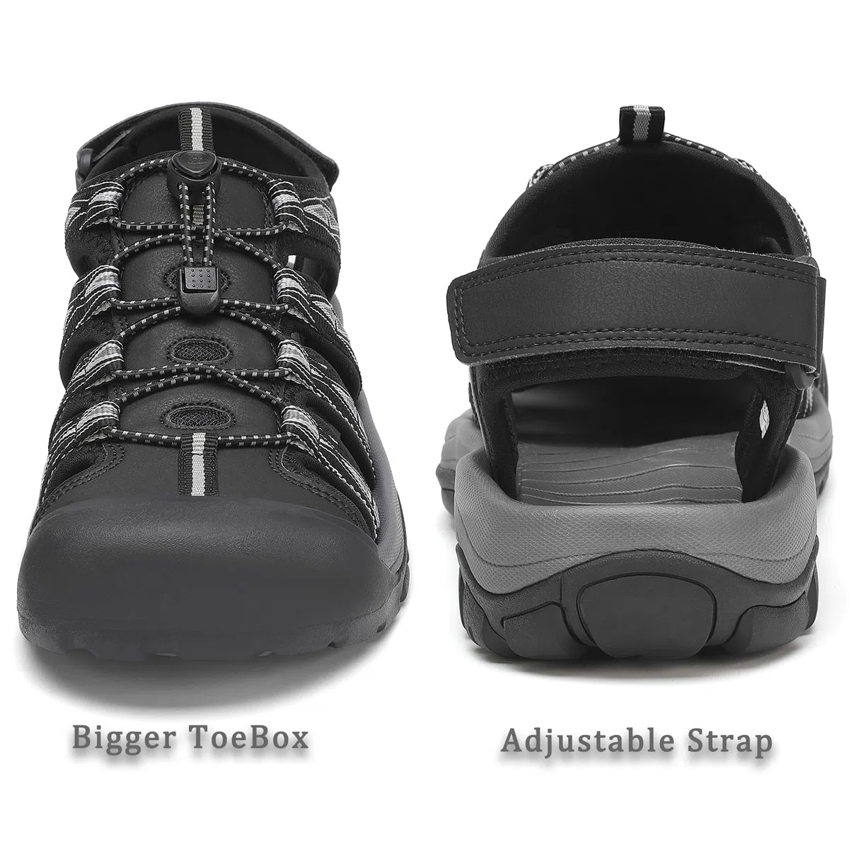 FLARUT Sandali Uomo Estivi all'aperto da Trekking Sportivi Punta Chiusa Scarpe Spiaggia Corsa Casual(Nero Bianco,45)