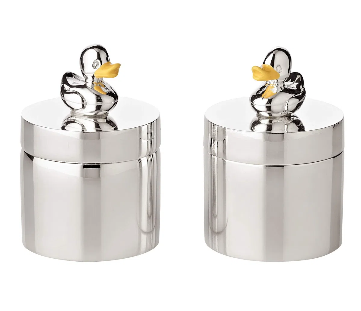 Edzard Scatola per Denti/Scatola per Gioielli/Scatola per Pillole Anatra (Set da 2), Altezza 5 cm, placcata in Argento pregiato, antiossidante