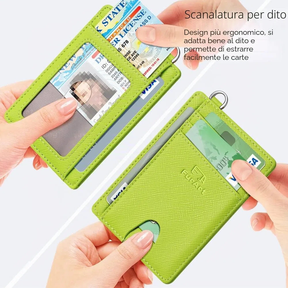 FurArt Porta Carte di Credito, Protezione RFID Portafoglio porta tessere Sottile, Slim Porta Carte Credito Da Uomo e Donna