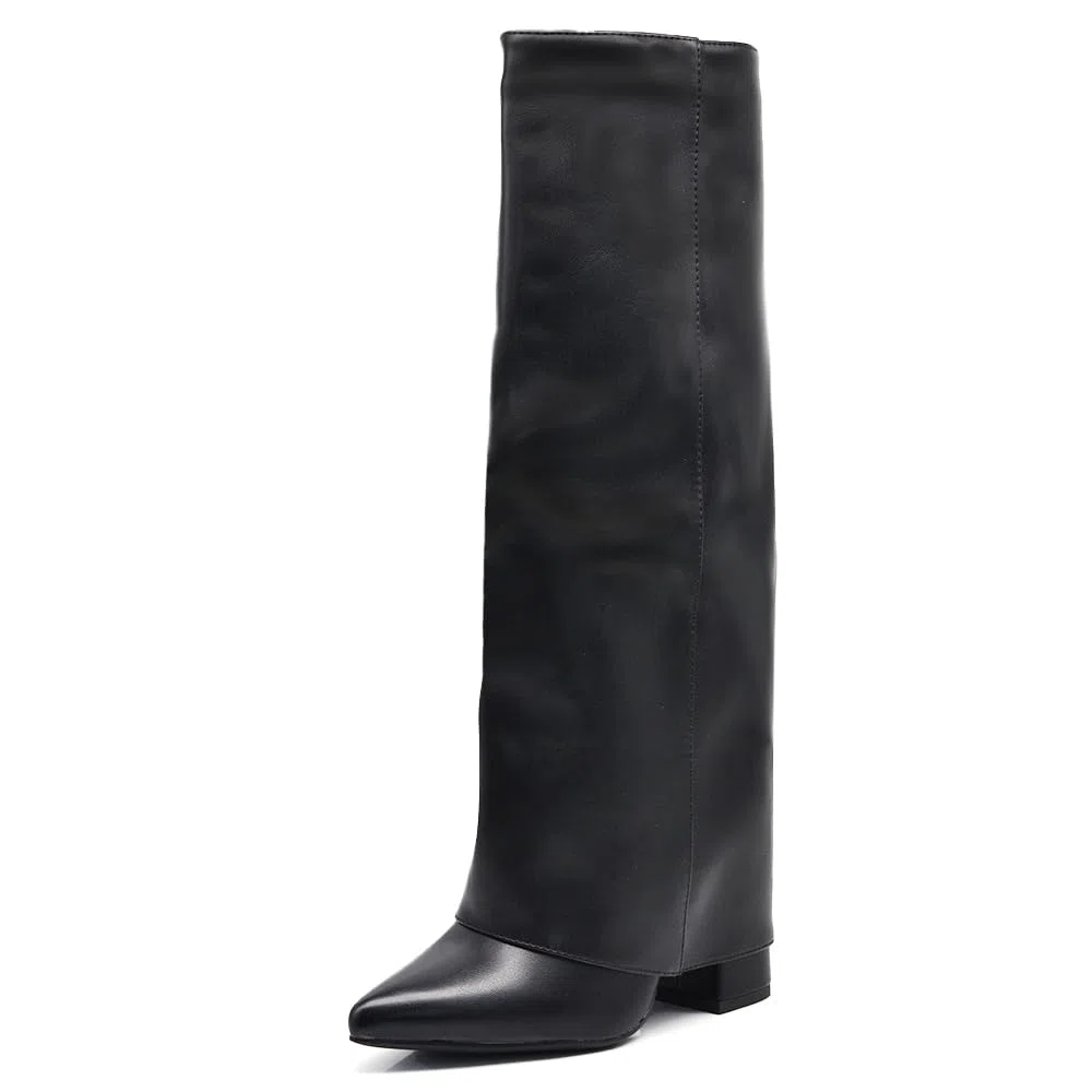 IF FASHION Stivali Alti A Punta Gambale A Ghetta Cownboy Texani Con Tacco Alto Da Donna GA017