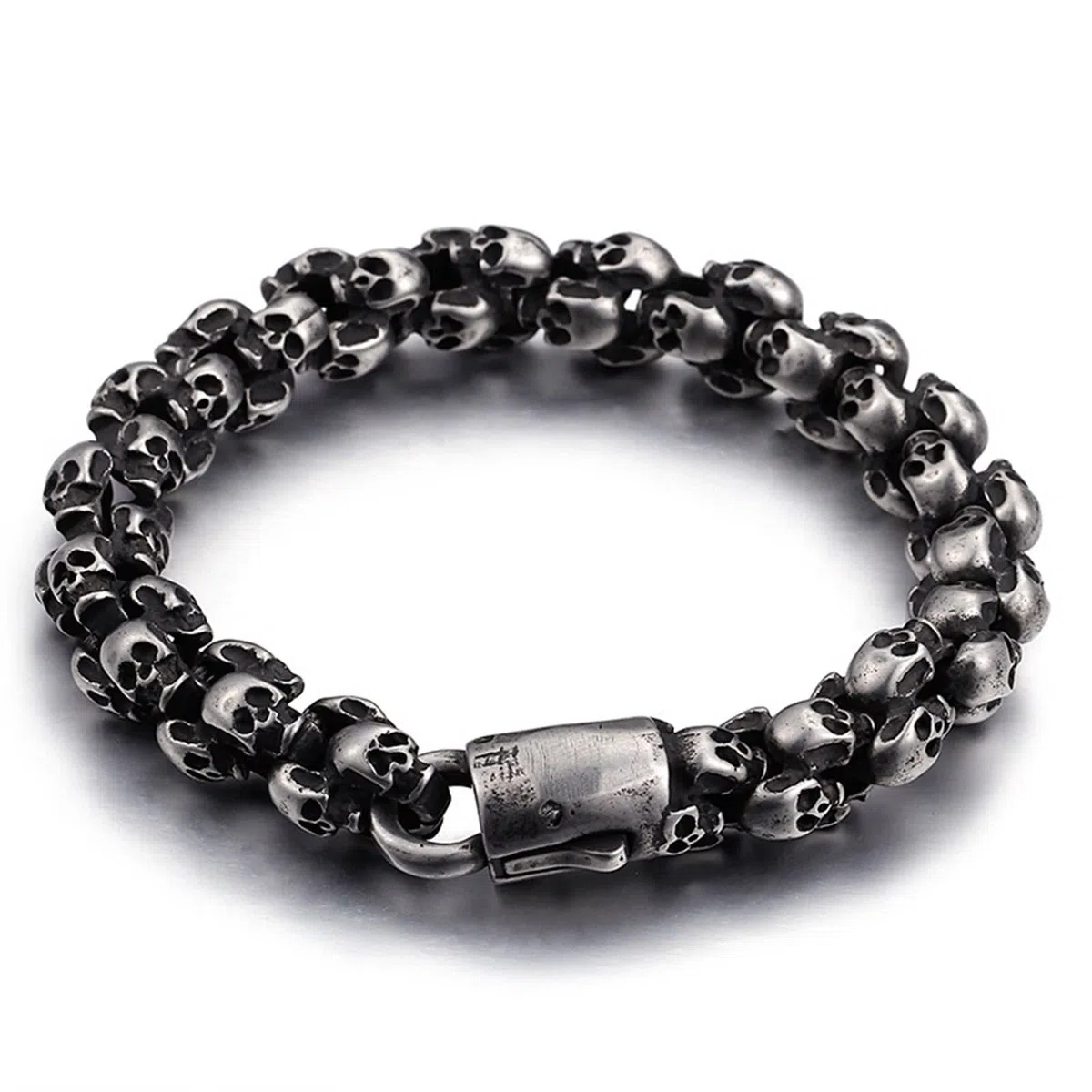Bracciale sottile da uomo, regalo per uomini giovani, scheletro, in acciaio inox, per anniversario e compleanno
