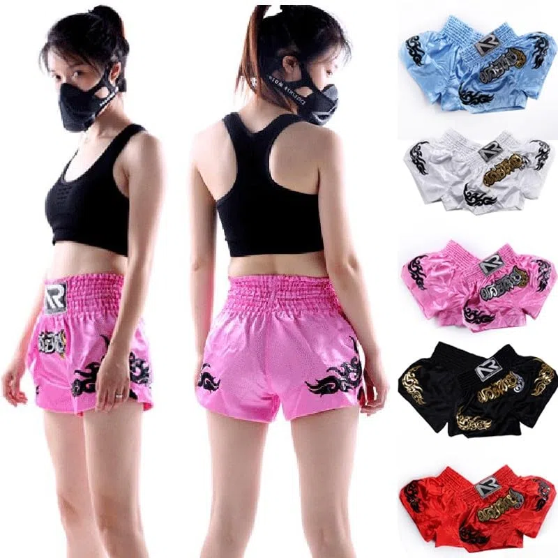 Pantaloncini da boxe da donna, con elastico in vita, per Muay Thai, MMA, allenamento, arti marziali, kickboxing, taglia M, rosa