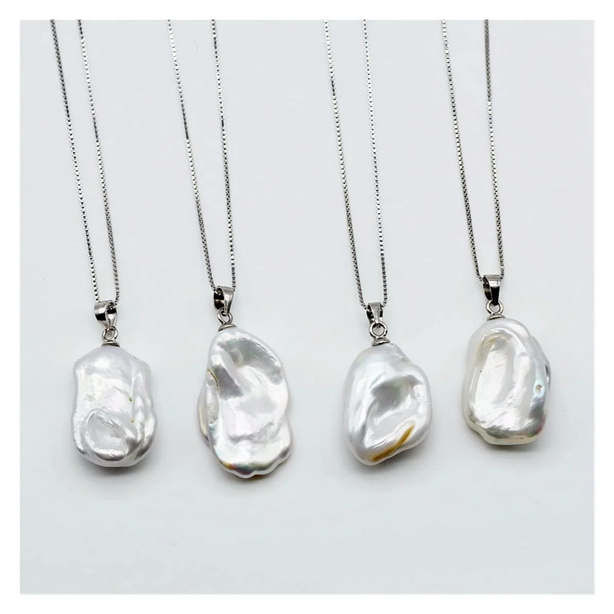 Collane da donna Collana con ciondolo ragazza, stile barocco, perla piatta irregolare, collana in argento sterling 925, collana in argento da donna accessori alla moda