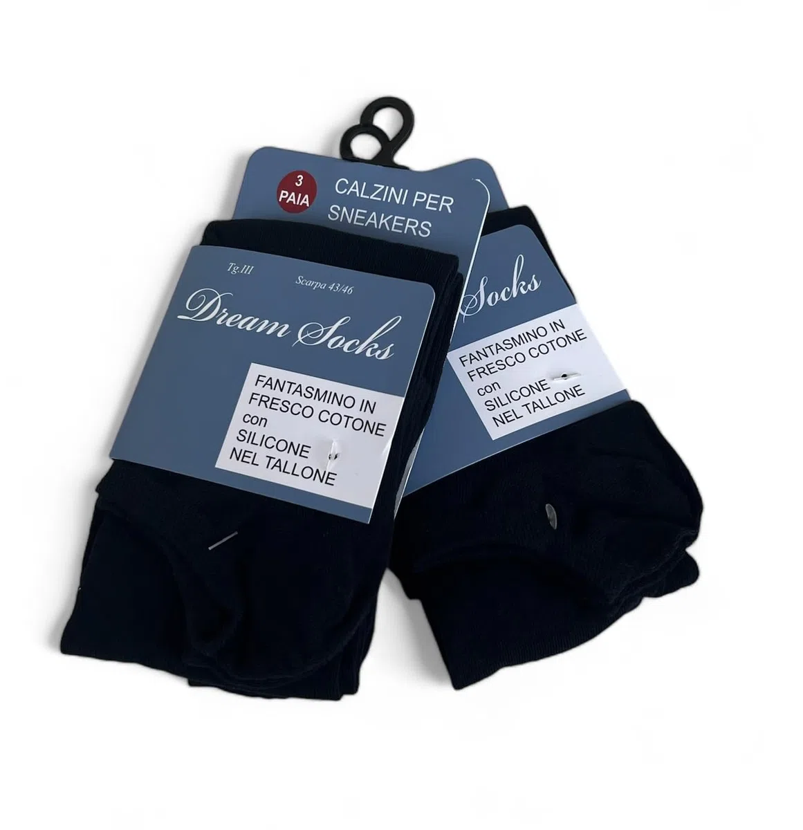 Lucchetti Socks Milano 6 Paia Calzini Fantasmini Uomo in Cotone, Invisibili e Traspiranti con Antiscivolo (IT, Numero, 43, 46, Regular, Regular, 6 PAIA BLU)