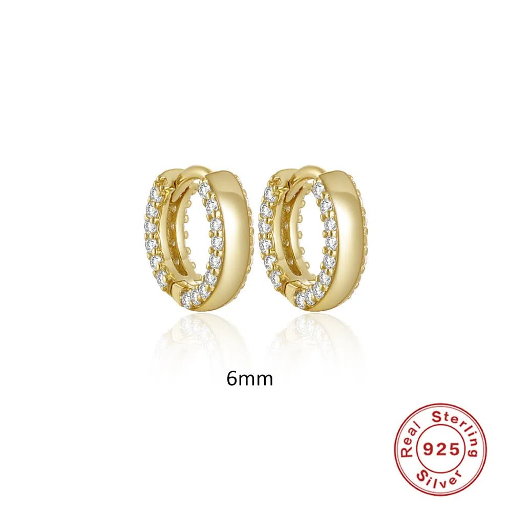 Orecchini Argento 925 Sterling Orecchini Di Zirconi Oro Orecchini Cerchio Piccoli