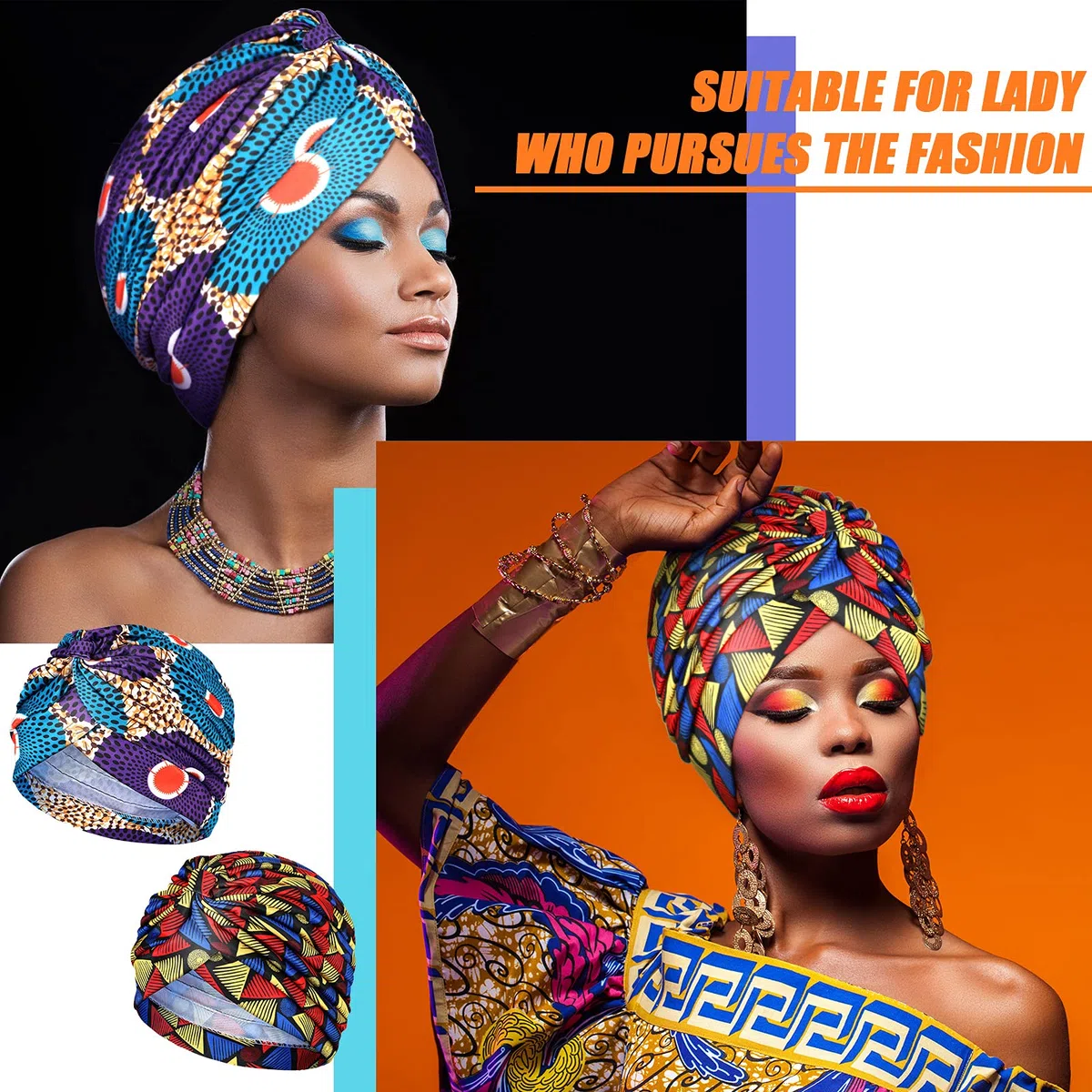 Geyoga 4 pezzi africani donne turbante cap foulard donna turbante cap stretch twisted headwrap