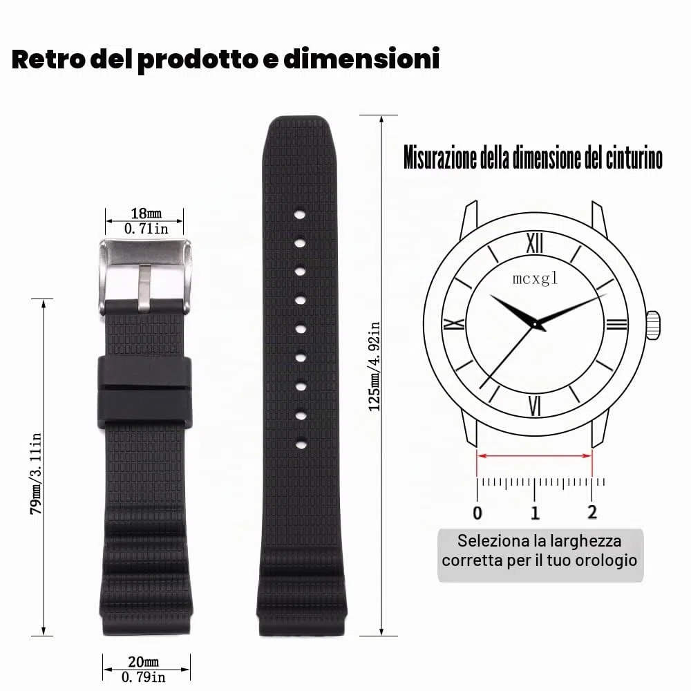 Cinturino in morbido silicone da 20 mm compatibile con Citizen Hyper Aqualand Duplex Promaster da uomo cinturino impermeabile da polso accessori