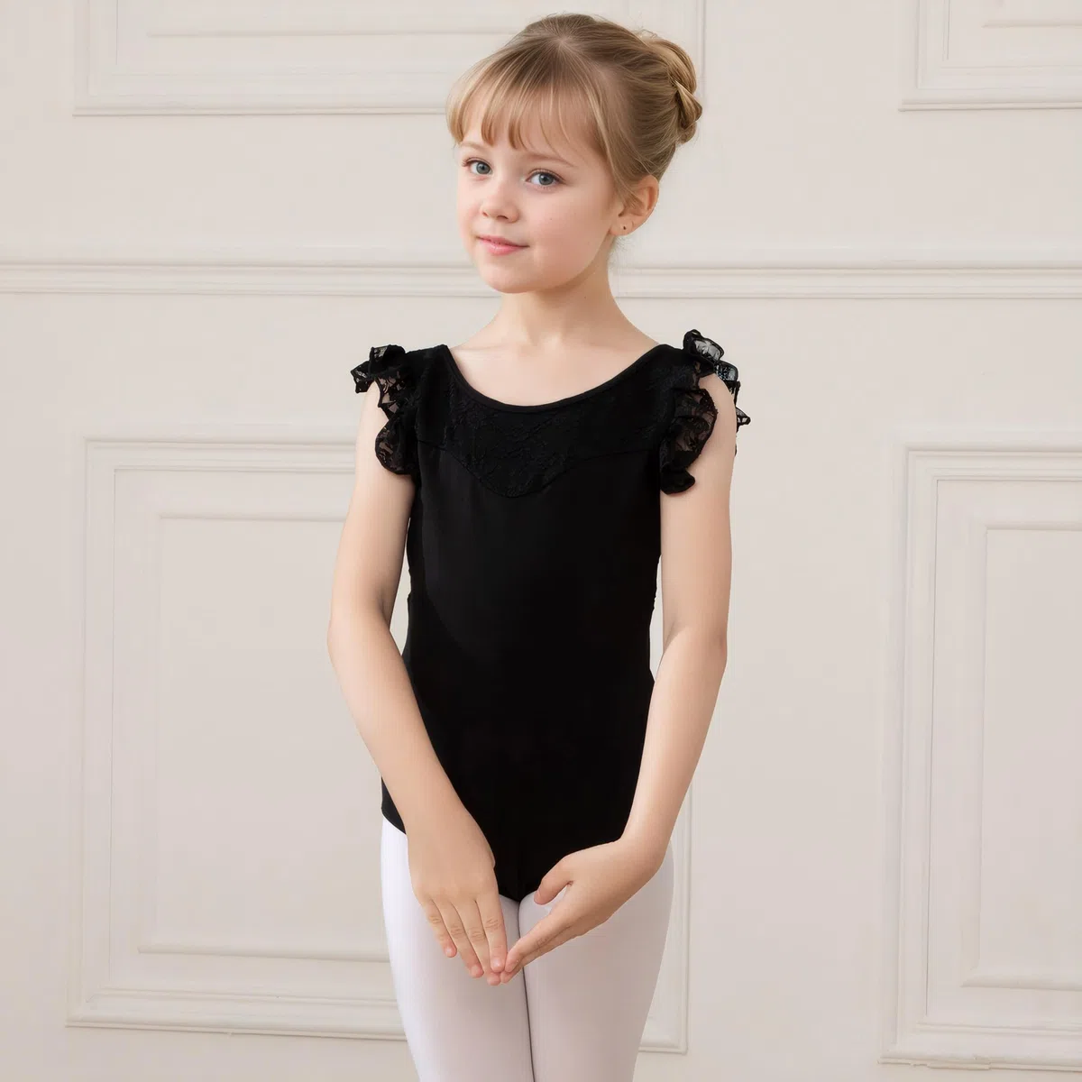Body Danza Classica Bambina con Manica Ruffle Body Ginnastica Ragazze