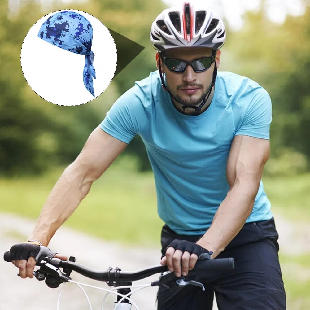 8Pcs Do Rag Skull Cap per uomo donna sudore traspirante Doo Rag casco fodera raffreddamento cappello moto ciclismo copricapo bandana beanie cappello, Motivo mimetico., 3-8