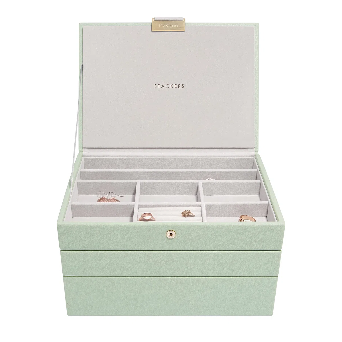 Stackers - Set di 3 portagioie classico - Dimensioni medie - Verde salvia