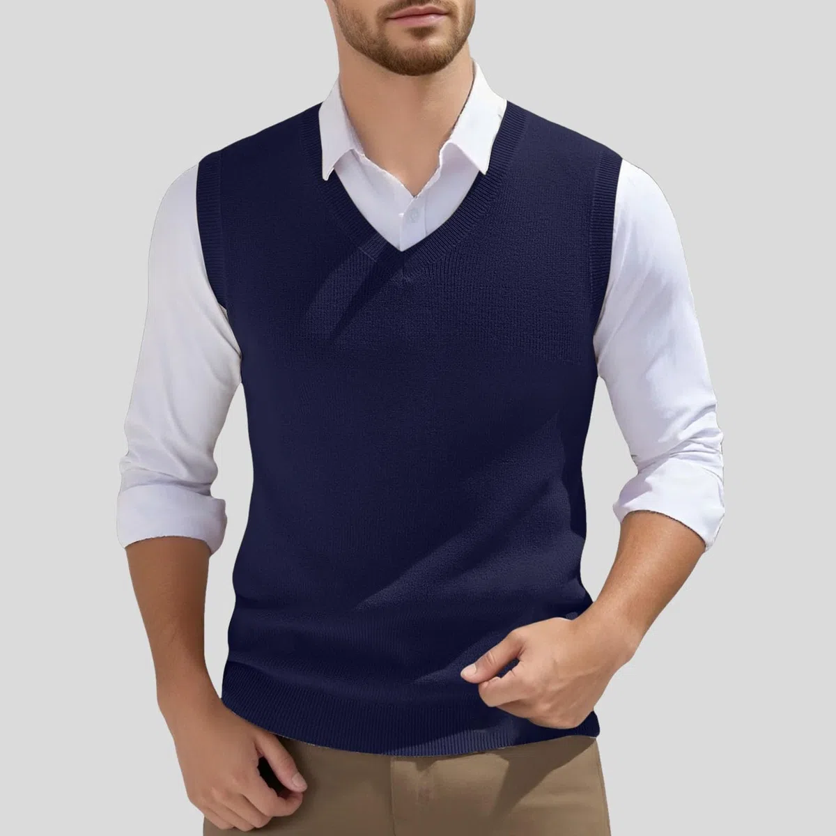 Canottiera Uomo Estiva, Canotta Uomo Spalla Larga Gilet da Senza Maniche in Maglia Gilet da con Scollo a V Gilet da Primaverile Semplice Senza Maniche in Maglia