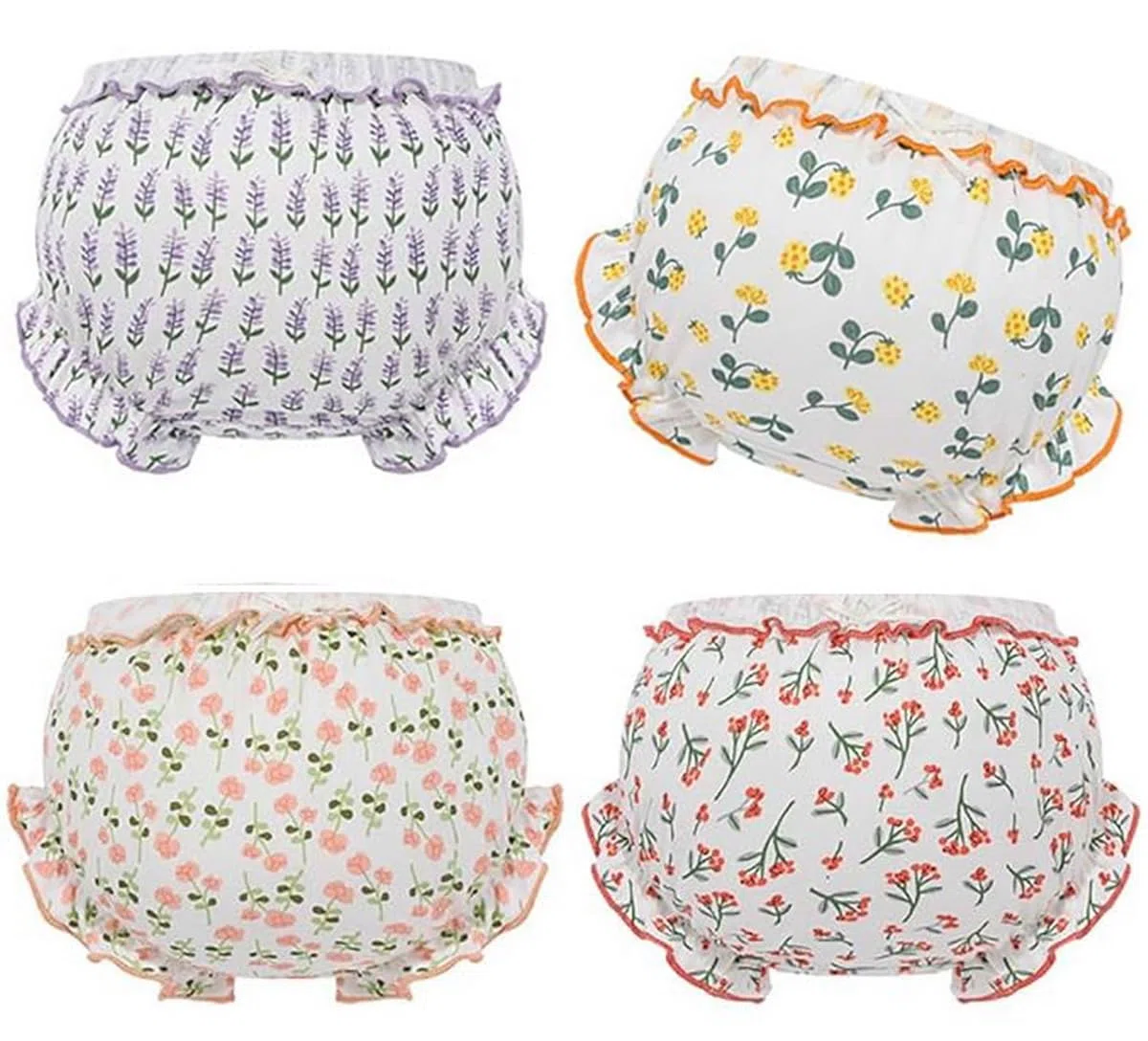 Intima per Neonate in Cotone Bloomer Pantaloncini con Volant, Mutandine Copertura Pannolini per Bambini, Bimba Neonata Biancheria Intima, Mutandine Assorbenti Apprendimento 2 Anni