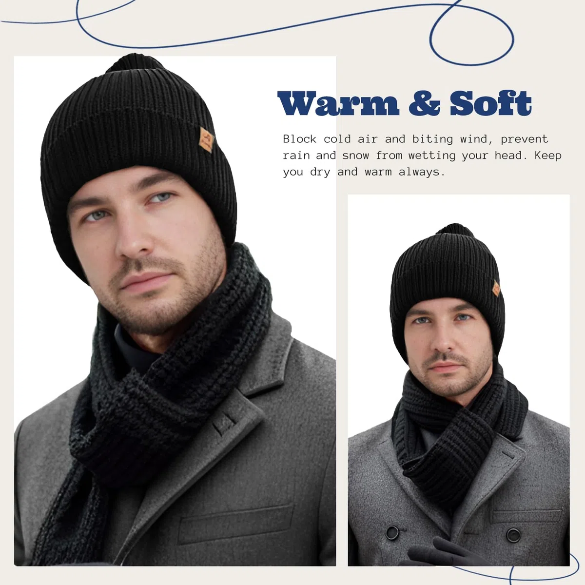 ACUSHLA Berretto invernale impermeabile antivento – foderato in pile spesso lavorato a maglia, cappello invernale per uomini e donne caldo berretto da orologio per la stagione fredda